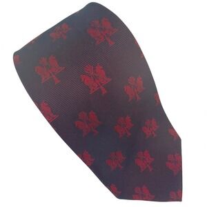 BUFFUMS Mens Silk Tie‎ Burgundy Red Equestrian Horse Pattern jacquard 54x3.5 VTG